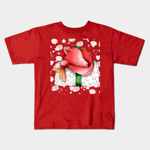 sushi lover cute pink fox nigiri Kids T-Shirt by cuisinecat
